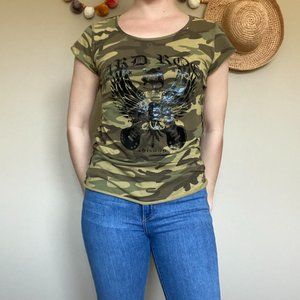 Hard Rock Camo Women's Fitted Tee Shirt Size Small